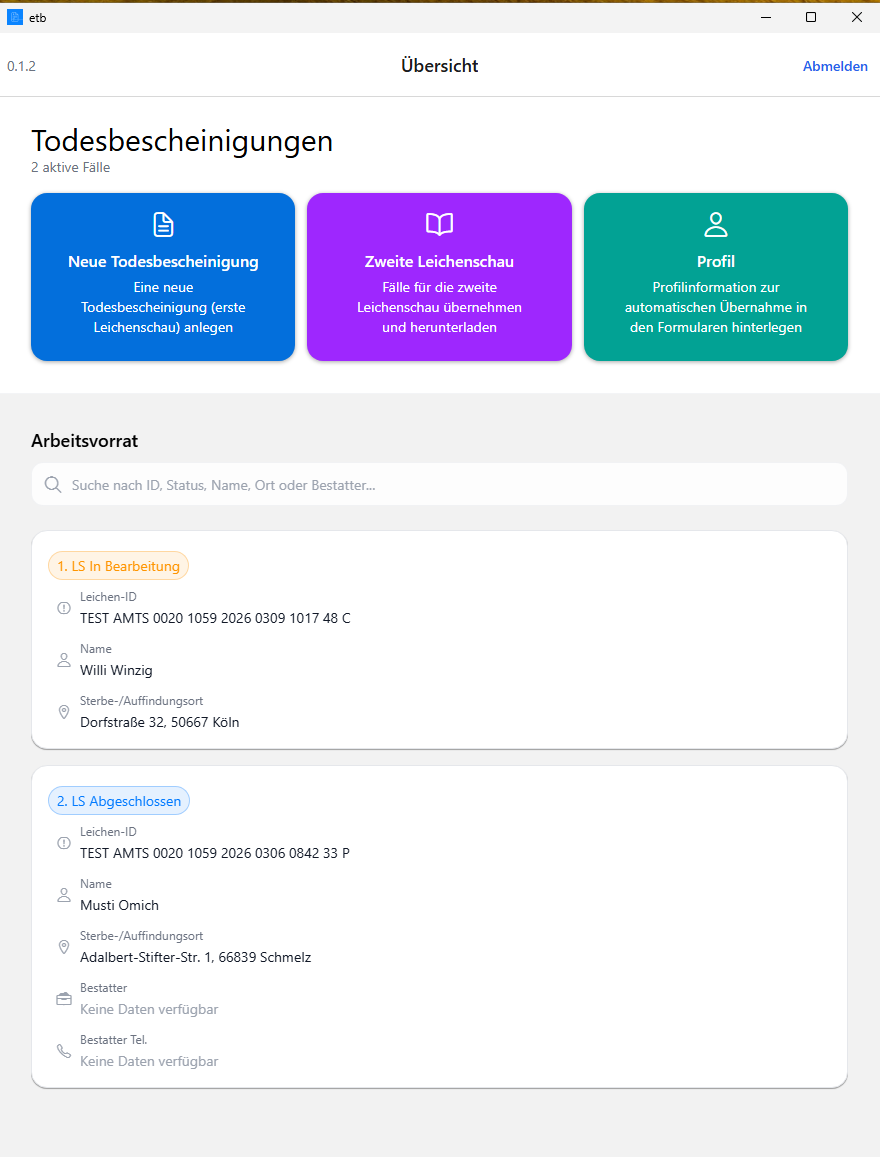 Frontend mobile App - Startscreen